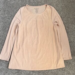 Chico’s Peach Colored Faux Suede Tunic Top, Sz.1 tall